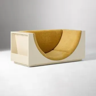 جای دنج قوسی‌شکل برای کتاب خواندن با قفسه‌ی کتاب